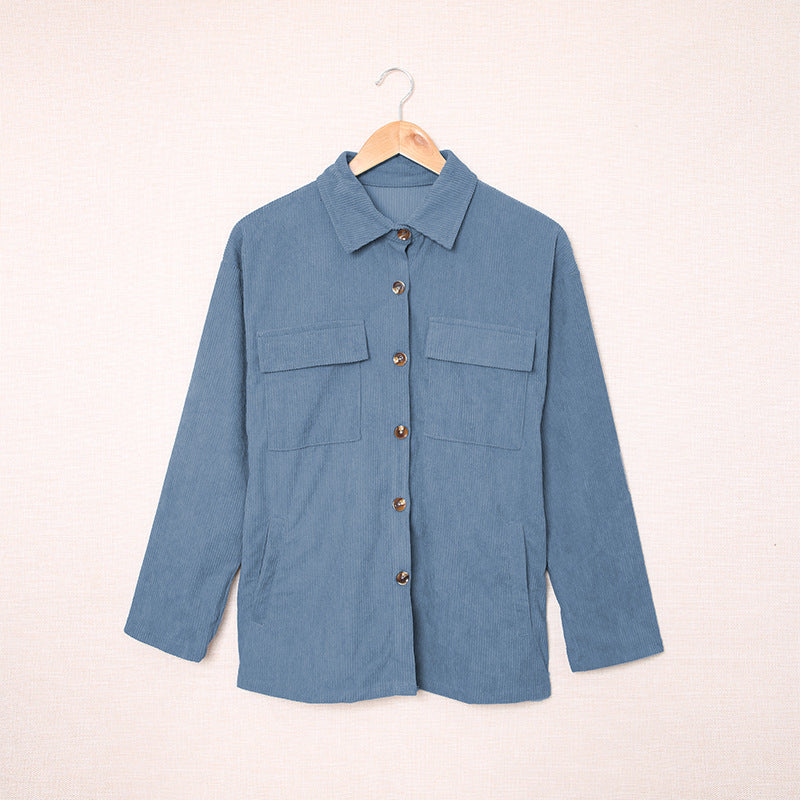 Corduroy Shirt For Women Autumn And Winter Solid Color