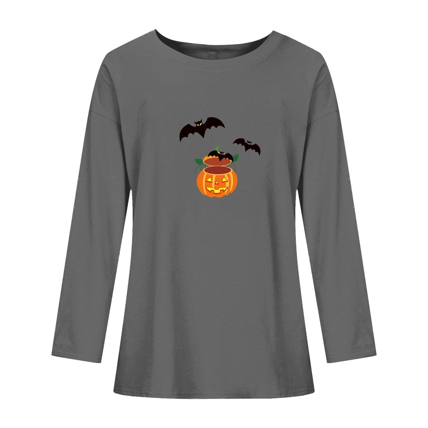 Halloween Bat Printed Crew Neck Top for Women