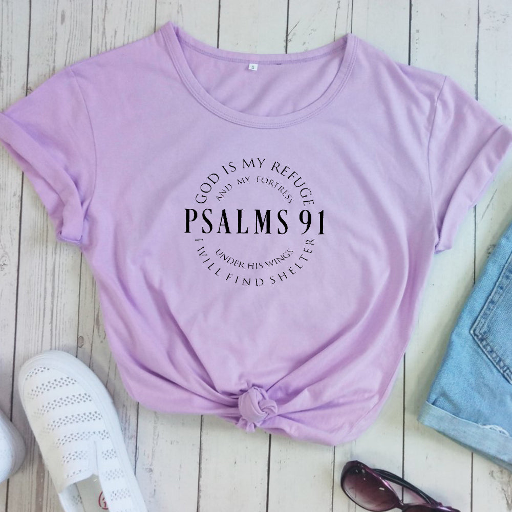 Christian Psalms 91 Printed Top Women's T Shirt Tees