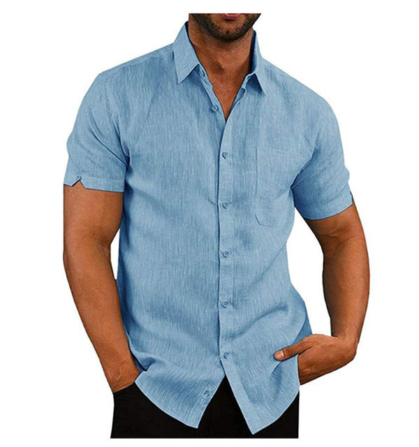 Short Sleeve Men's Summer Solid Casual Loose Shirts