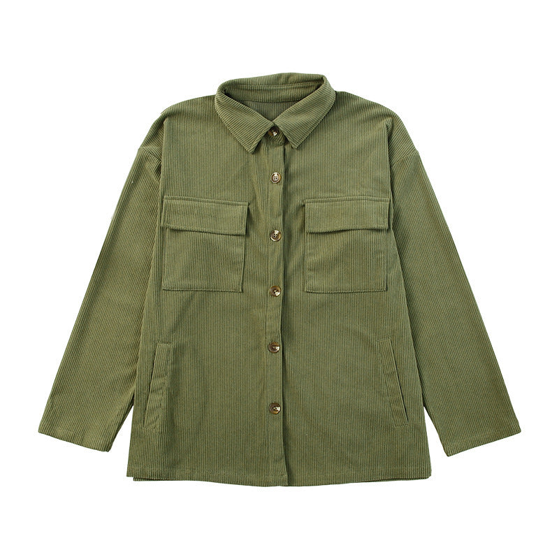 Corduroy Shirt For Women Autumn And Winter Solid Color