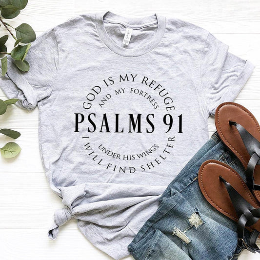 Christian Psalms 91 Printed Top Women's T Shirt Tees