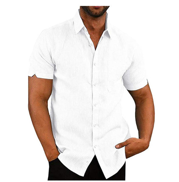 Short Sleeve Men's Summer Solid Casual Loose Shirts