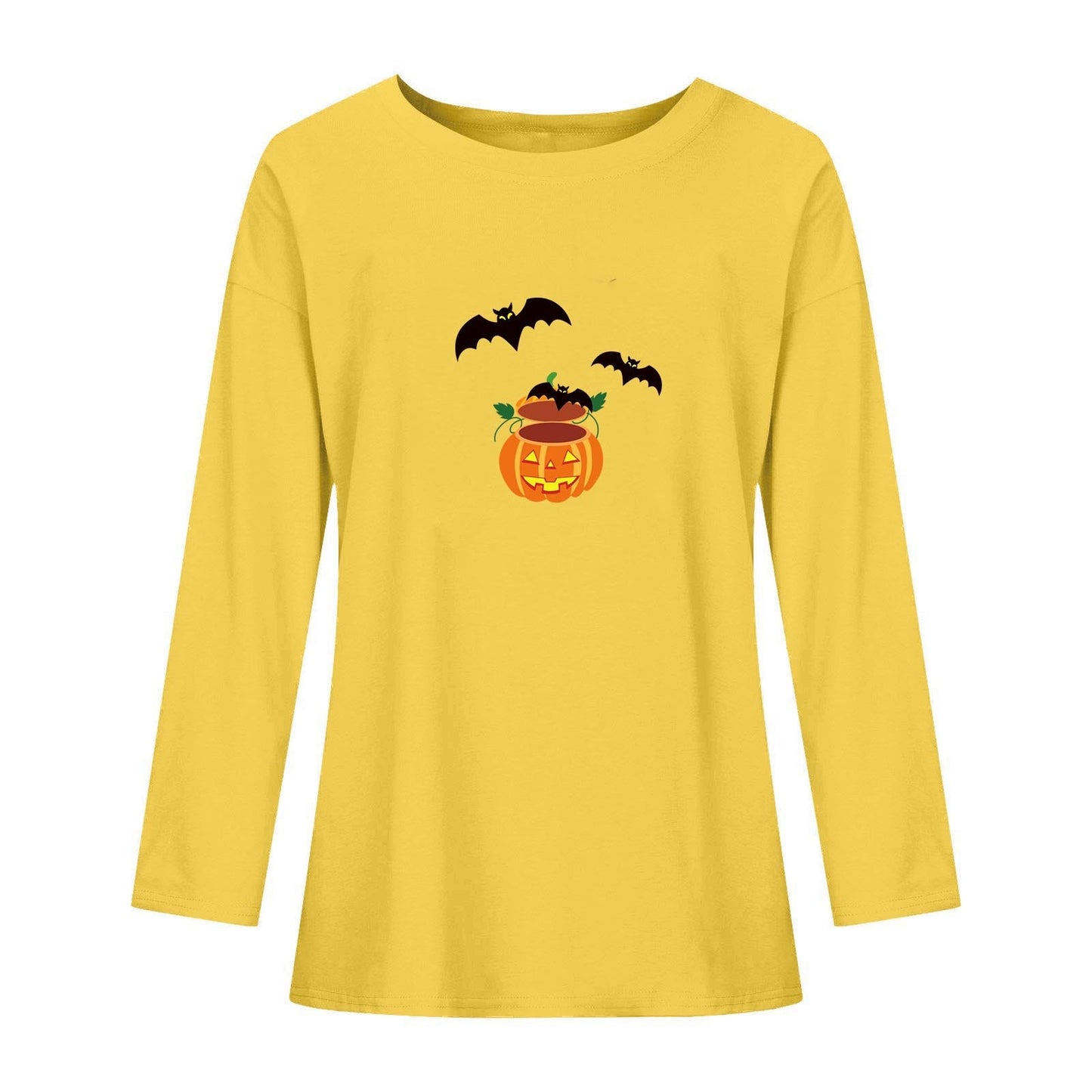 Halloween Bat Printed Crew Neck Top for Women