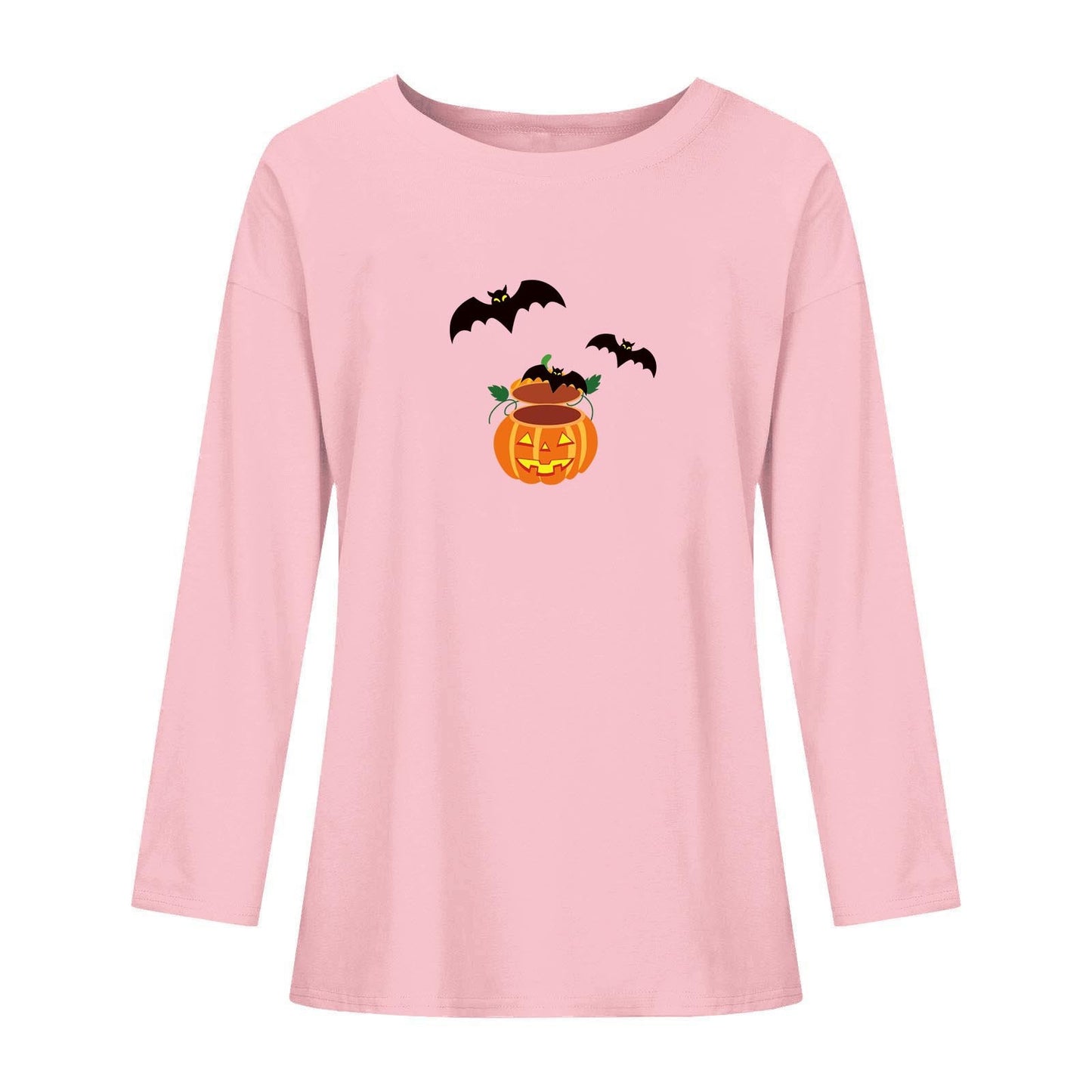 Halloween Bat Printed Crew Neck Top for Women