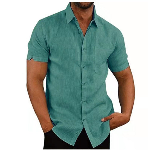 Short Sleeve Men's Summer Solid Casual Loose Shirts