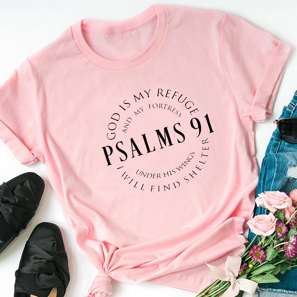 Christian Psalms 91 Printed Top Women's T Shirt Tees