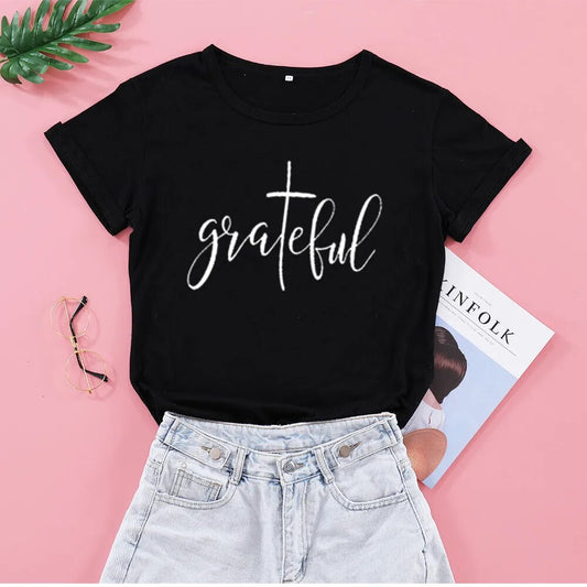 Women's Christian Grateful Cotton Tee Shirt