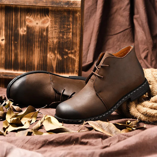 Handmade Men's Genuine Leather Ankle Boots