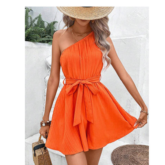 Women's Shoulder Lace-up Sleeveless Jumpsuit Fashion