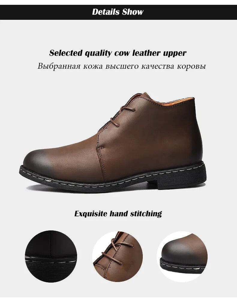 Handmade Men's Genuine Leather Ankle Boots