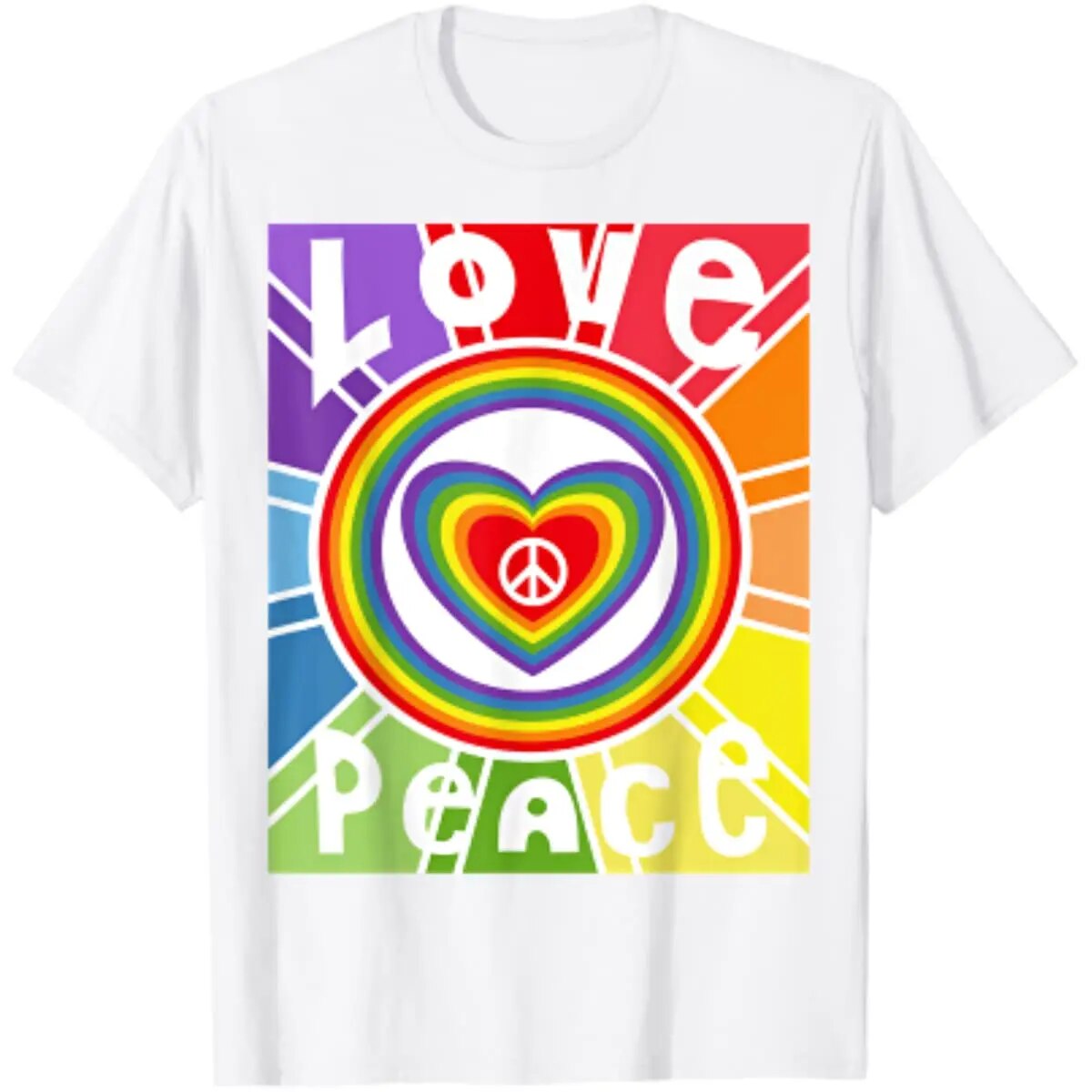 Female Colorful Love Peace Heart Fashion T Shirt