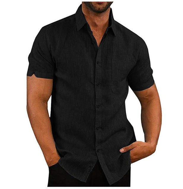 Short Sleeve Men's Summer Solid Casual Loose Shirts