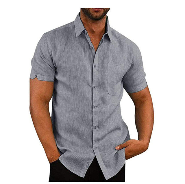 Short Sleeve Men's Summer Solid Casual Loose Shirts