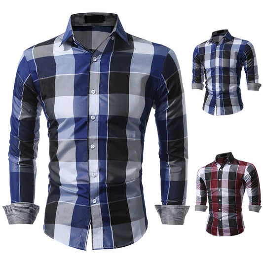 Men's Classic Long Sleeve Plaid Dress Shirts