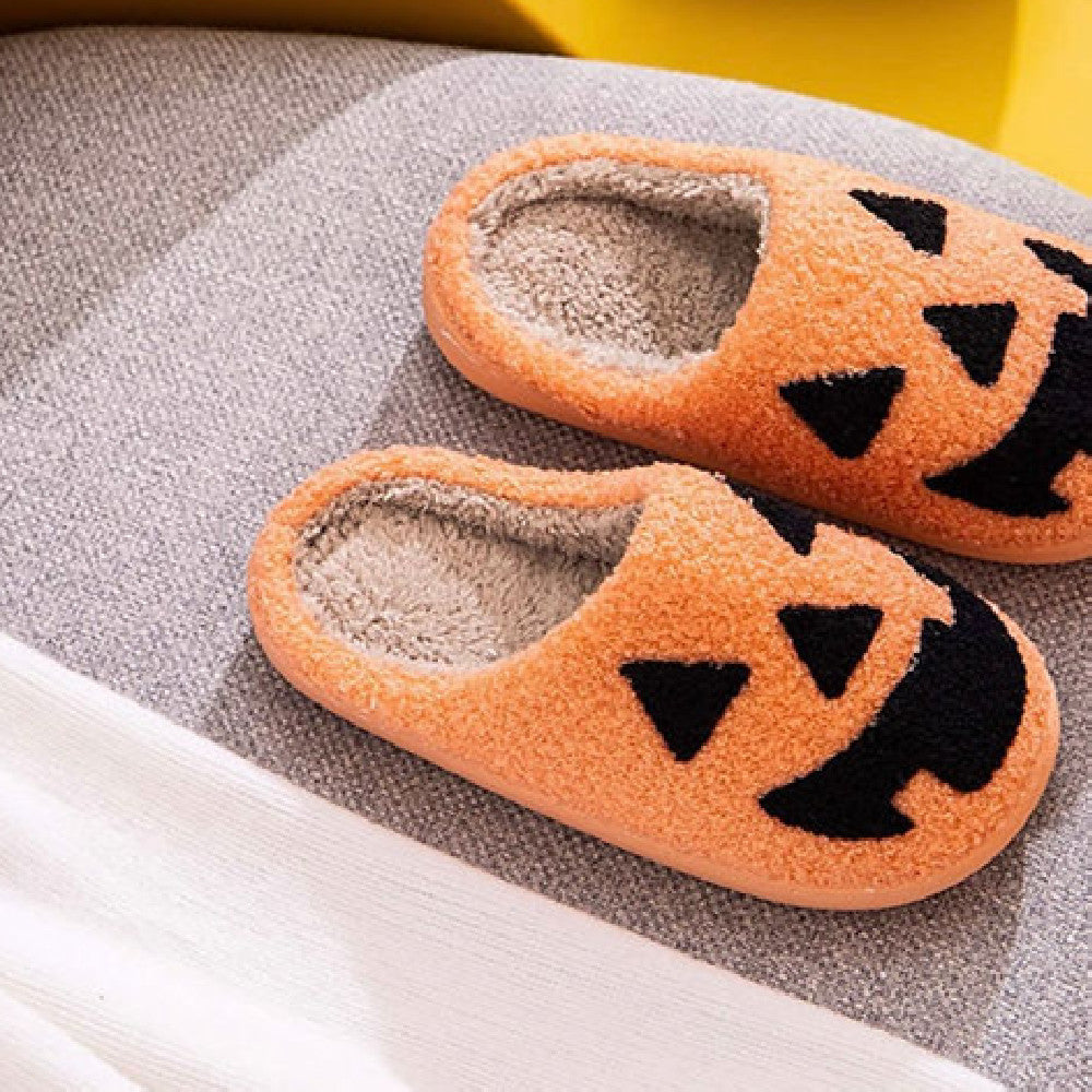 Halloween Pumpkin Cotton Slippers For Women