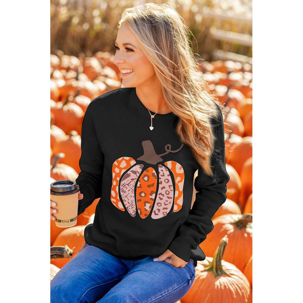 Female Halloween Pumpkin Printed Long-sleeved Sweatshirt Top