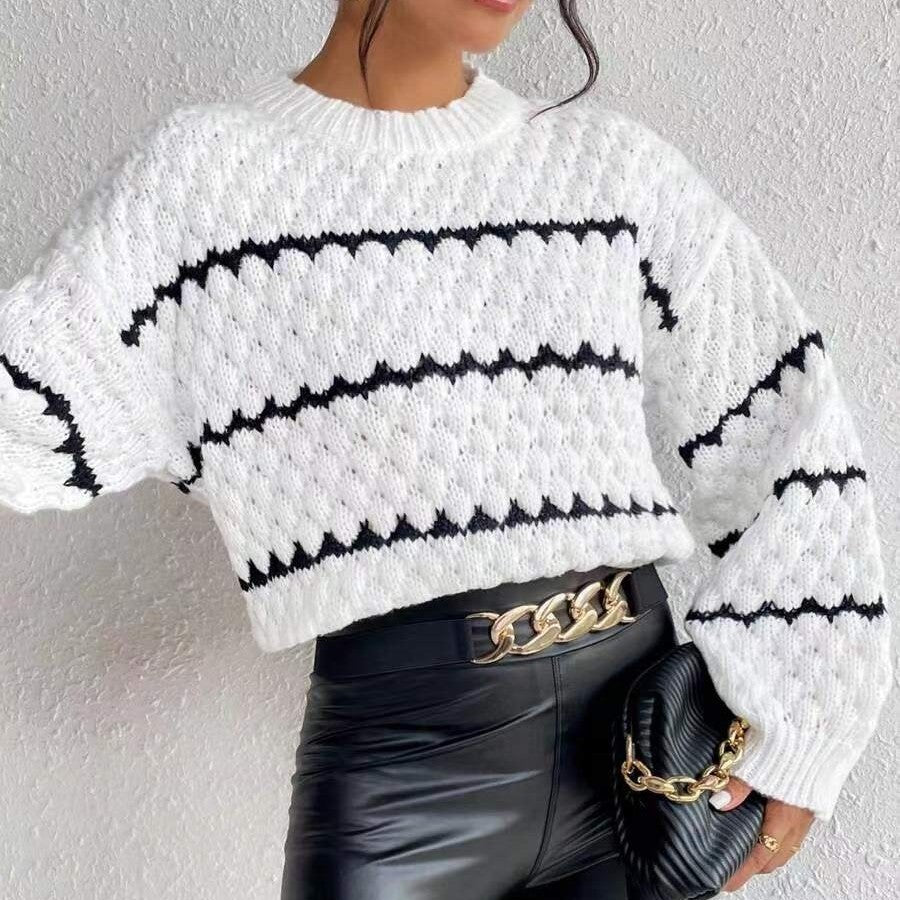 Women's Striped Short Sweater Top