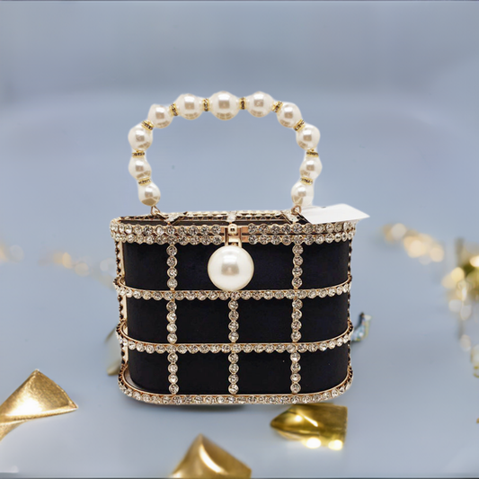 Hollow Pearl Buckle Birdcage Clutch For Women